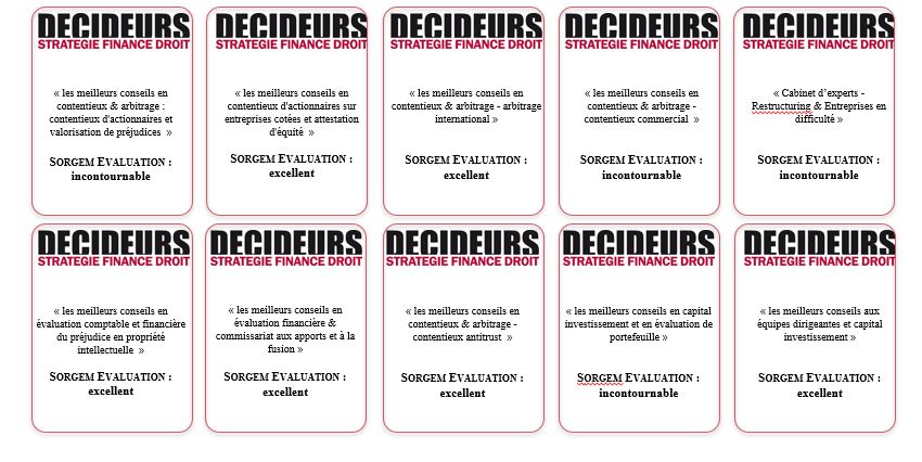 SORGEM Evaluation classée « incontournable » dans le nouveau classement « les meilleurs conseils en capital investissement et en évaluation de portefeuille » de Décideurs Magazine / Leaders League